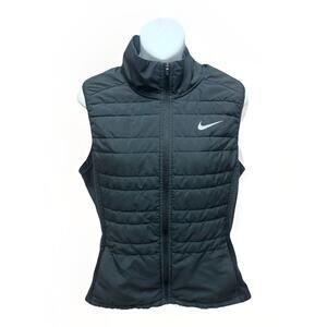 Nike Womens Running Vest Large Black Full Zip Lightweight Athletic Training